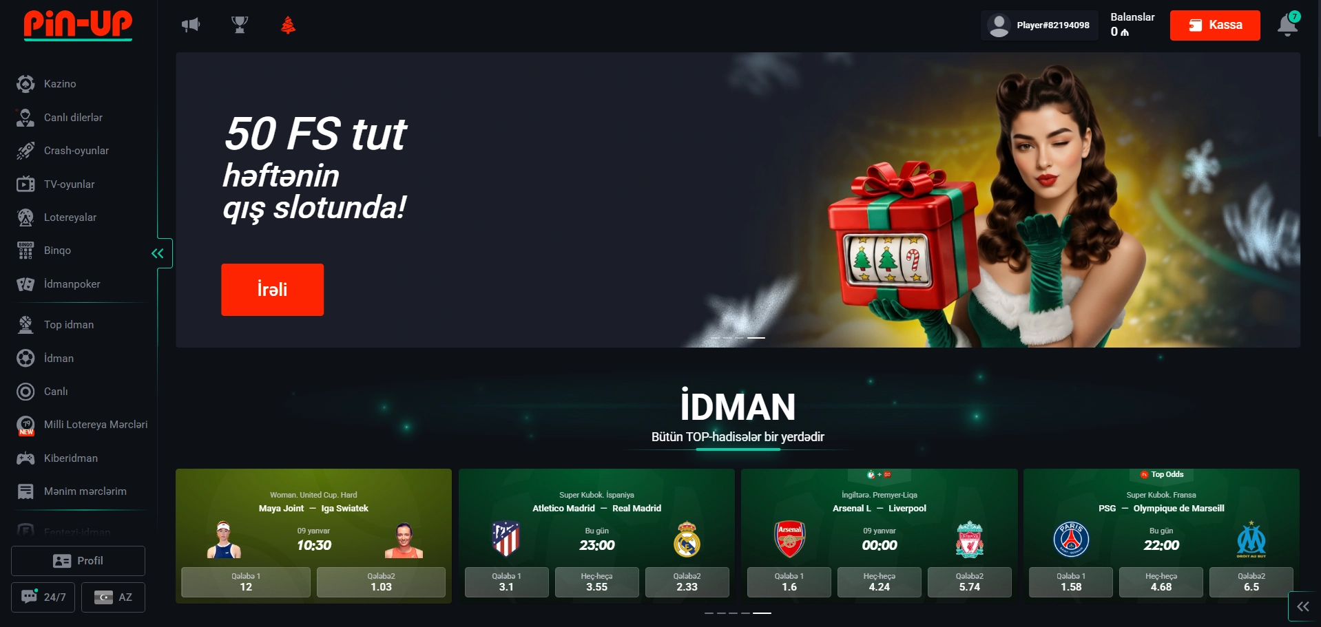 Pin Up giriş üçün yeni hesabın qeydiyyatı